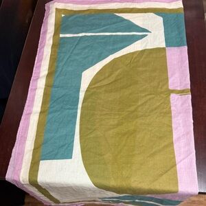 Geometric Print Scarf in Olive and Teal